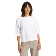 YAYA Womens Top Jersey Rib Short Sleeves Pure White