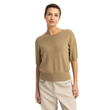 YAYA Womens Sweater Open Back Short Sleeves Elmwood Green Melange
