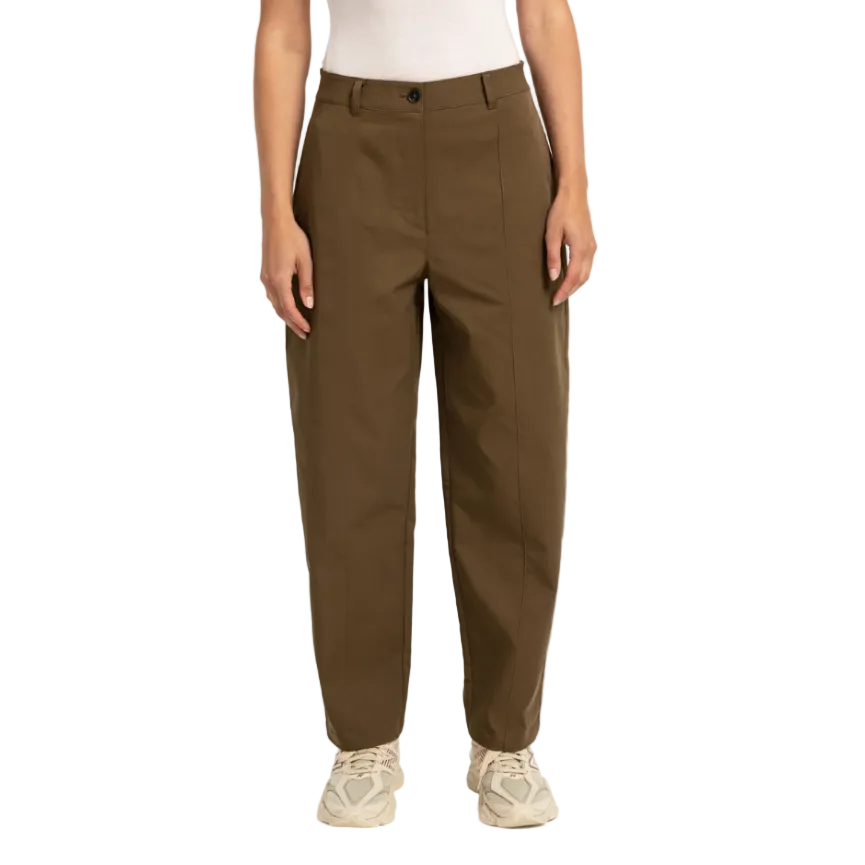 YAYA Womens Trouser Woven Straight Leg Sean Details Teak Brown