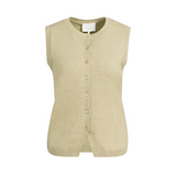 YAYA Womens Top Knitted Spencer Button Closure Olive Gray Green Melange
