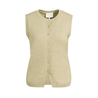 YAYA Womens Top Knitted Spencer Button Closure Olive Gray Green Melange