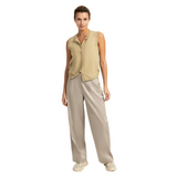 YAYA Womens Top Knitted Spencer Button Closure Olive Gray Green Melange