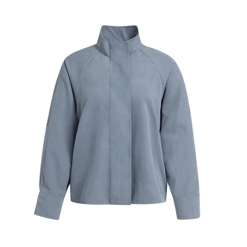 Yaya women's high-neck blouse in arctic seal grey