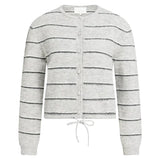 YAYA Womens Cardigan Striped Knitted Medium Grey Melange