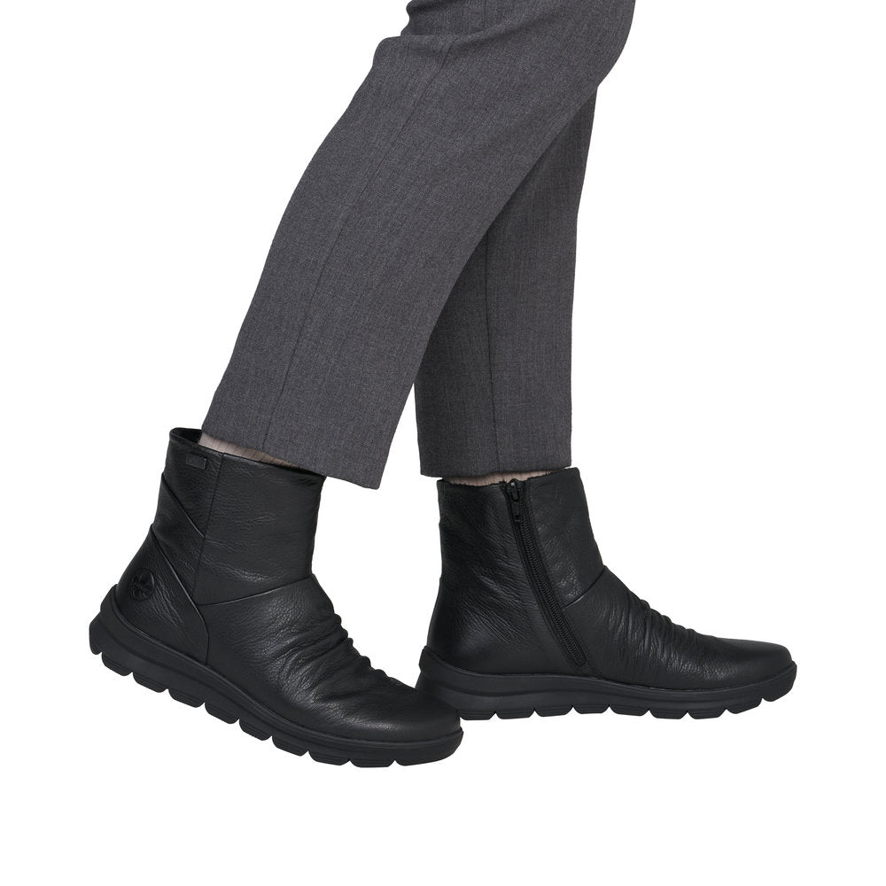 Rieker women's black ruched ankle boots