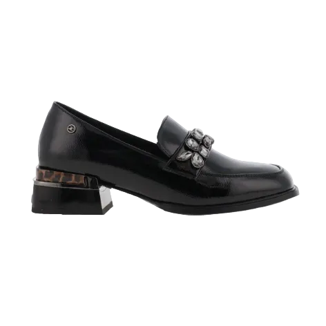 Zanni & Co Tongling women's black patent loafers with jewelled trim