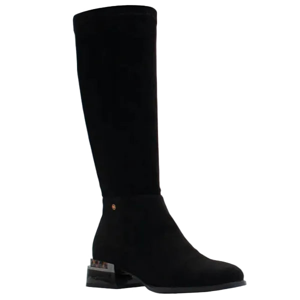 Zanni & Co Yangcun women's black long leg boots with low block heel