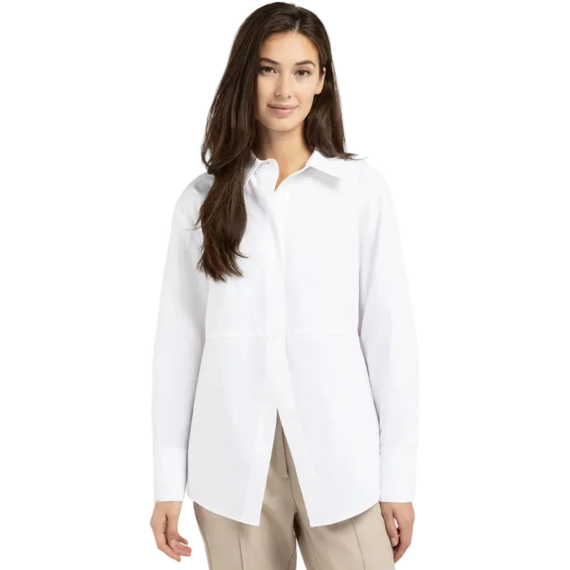 YAYA Womens A-Line Poplin Blouse Pure White
