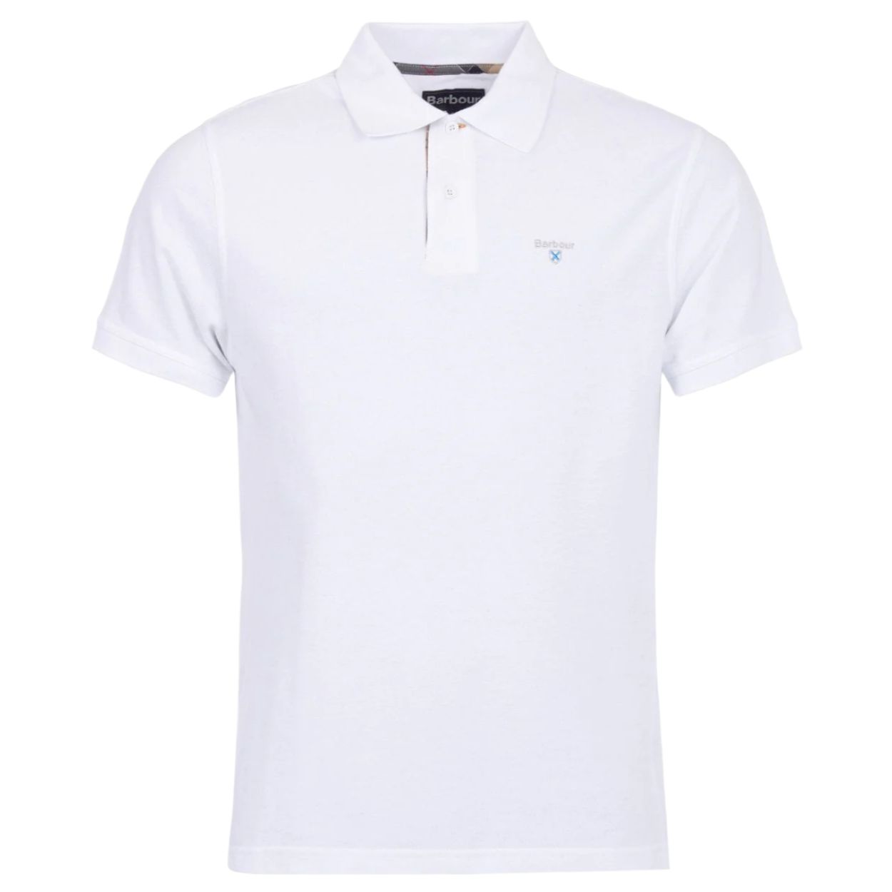 Barbour Mens Shirt Polo Tartan Pique Racing White