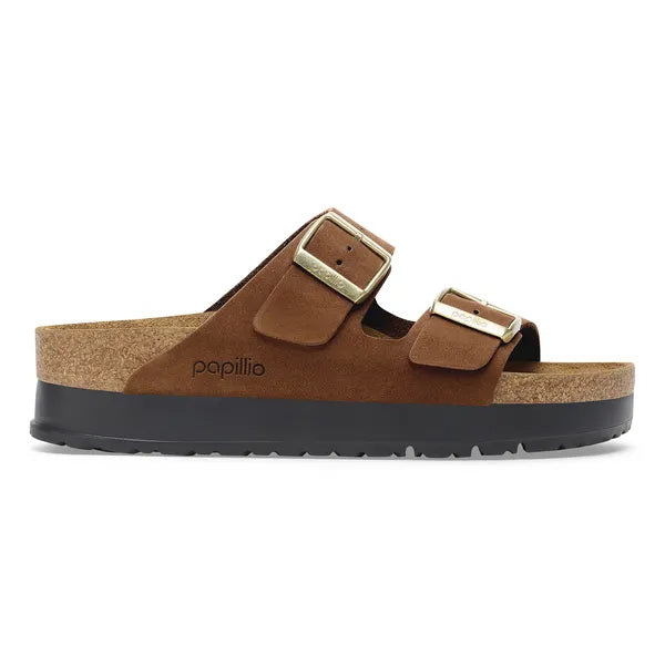 Birkenstock Womens Sandal Arizona Pap Flex Platform Nubuck Leather Dark Tea