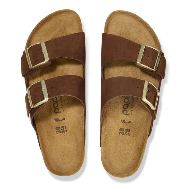 Birkenstock Womens Sandal Arizona Pap Flex Platform Nubuck Leather Dark Tea