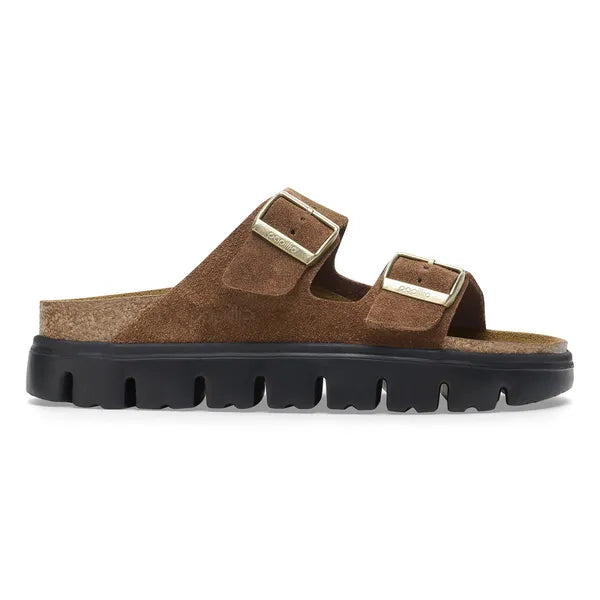 Birkenstock Womens Sandal Arizona Pap Chunky Narrow Fit Dark Tea/Black