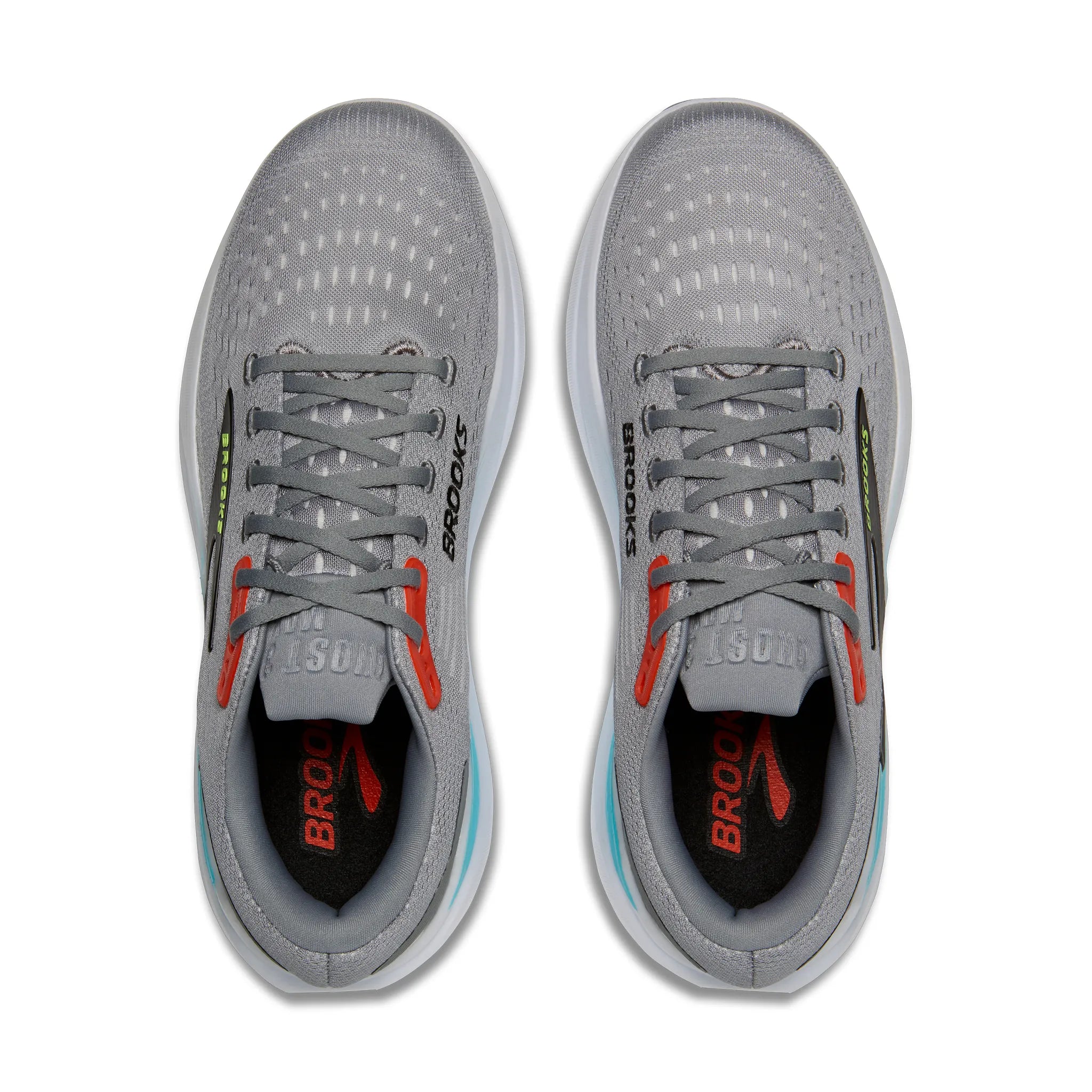 Brooks men's grey and red mesh lace-up trainer