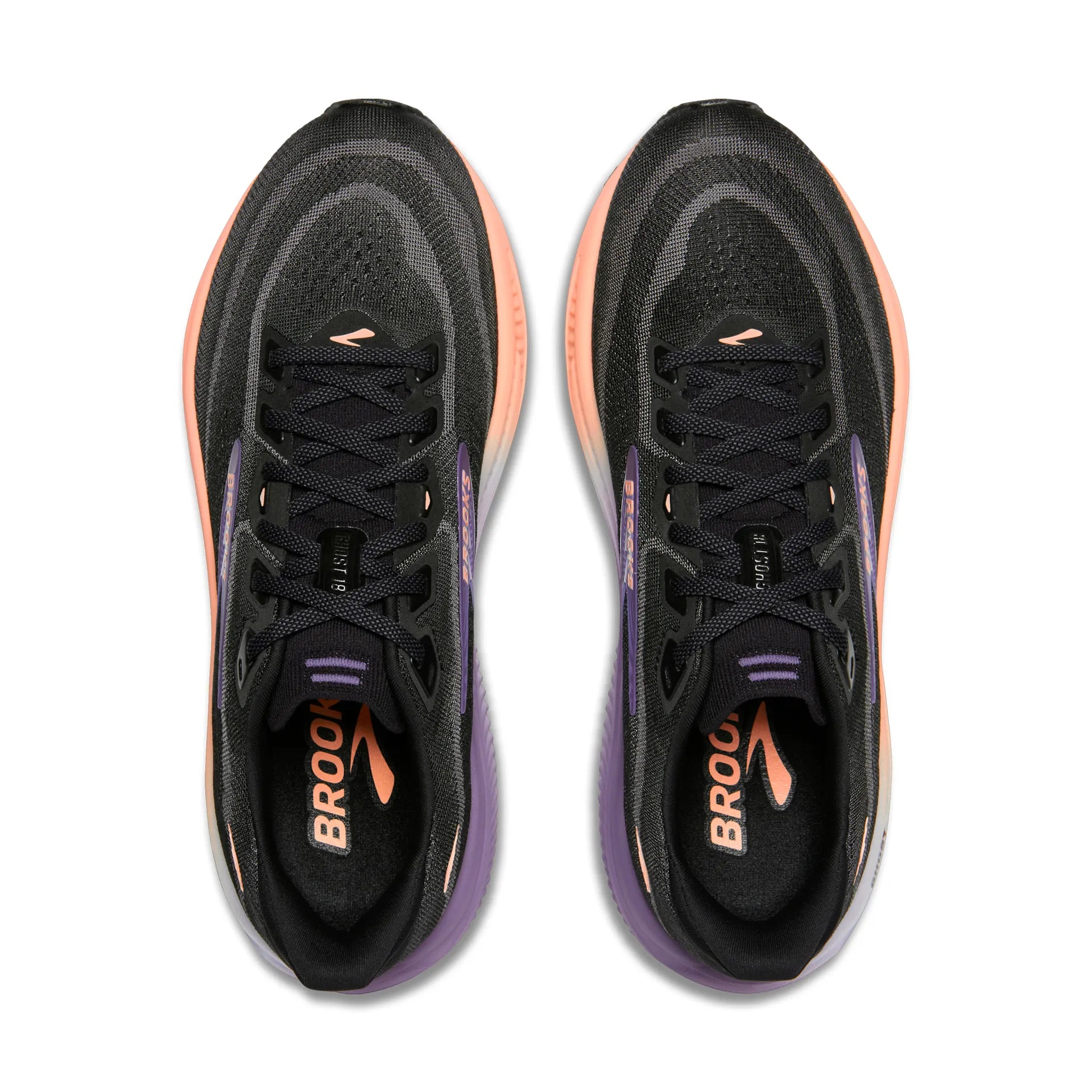 Brooks Womens Trainer Ghost 18 Black/Mulled Grape/Peach