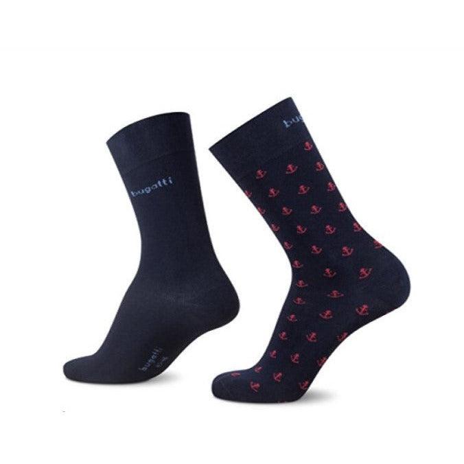 Bugatti Mens 2 Pack Socks Anchor Navy - Donaghys
