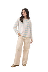 Lighthouse Womens Top Causeway L/S Blue/Clay Stripe