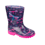 LJ & R Girls Wellington Dragonfly Navy/Pink
