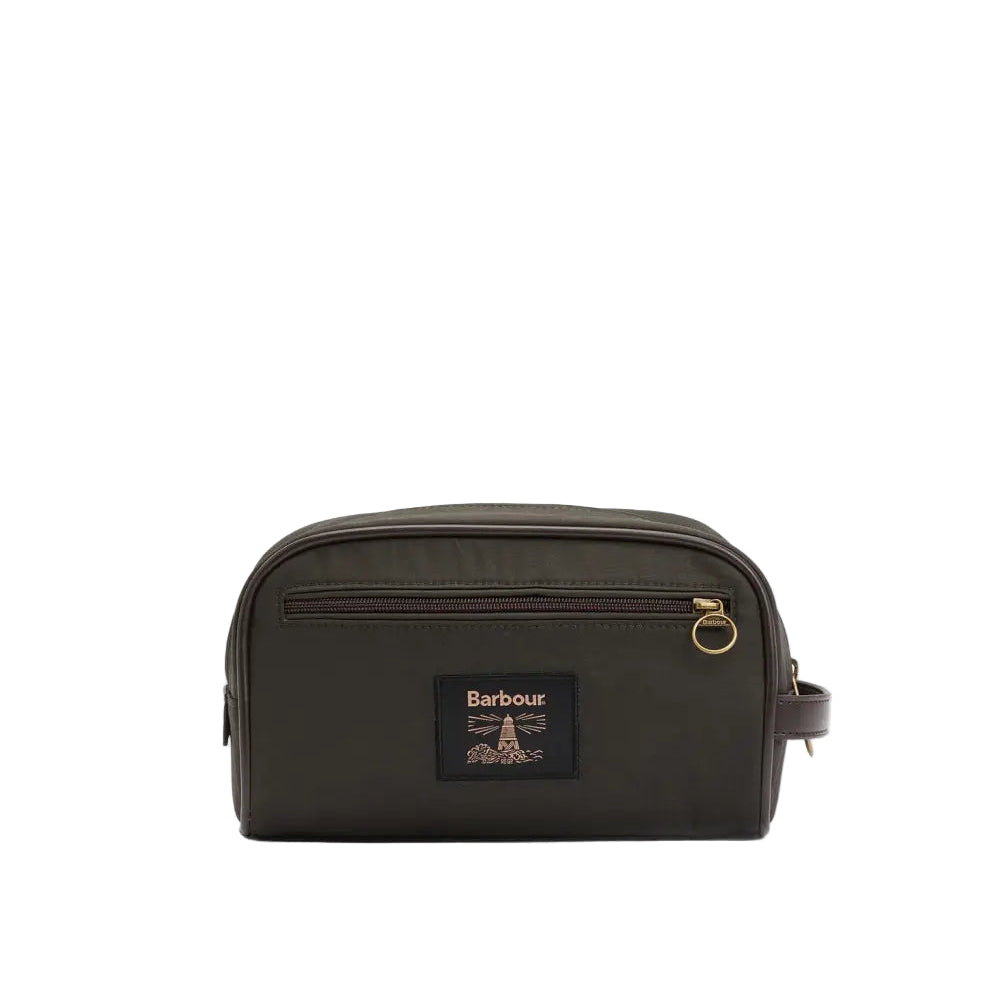 Barbour Mens Wax Washbag Olive/Beacon