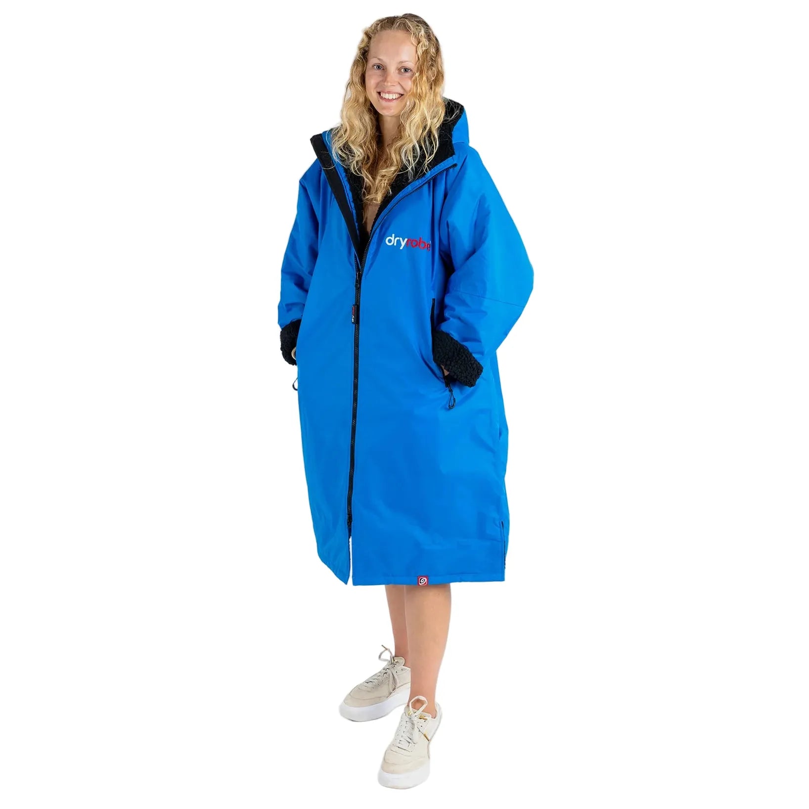 Dryrobe women's black and blue fleece jacket with zip