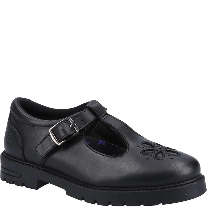 Hush Puppies Girls School Shoe Fiona Junior Black Leather