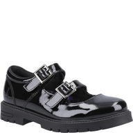 Hush Puppies Girls School Shoe Ella Patent Junior Black