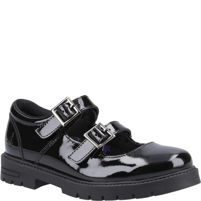 Hush Puppies Girls School Shoe Ella Patent Junior Black