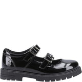 Hush Puppies Girls School Shoe Ella Patent Junior Black