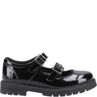 Hush Puppies Girls School Shoe Ella Patent Junior Black