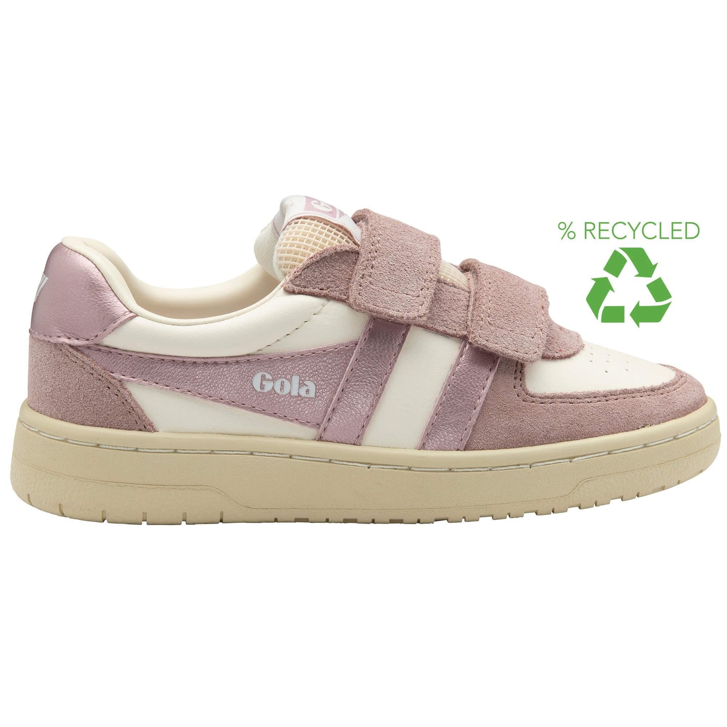 Gola Kids Trainer Hawk Mirror Strap Off White/Pastel Pink