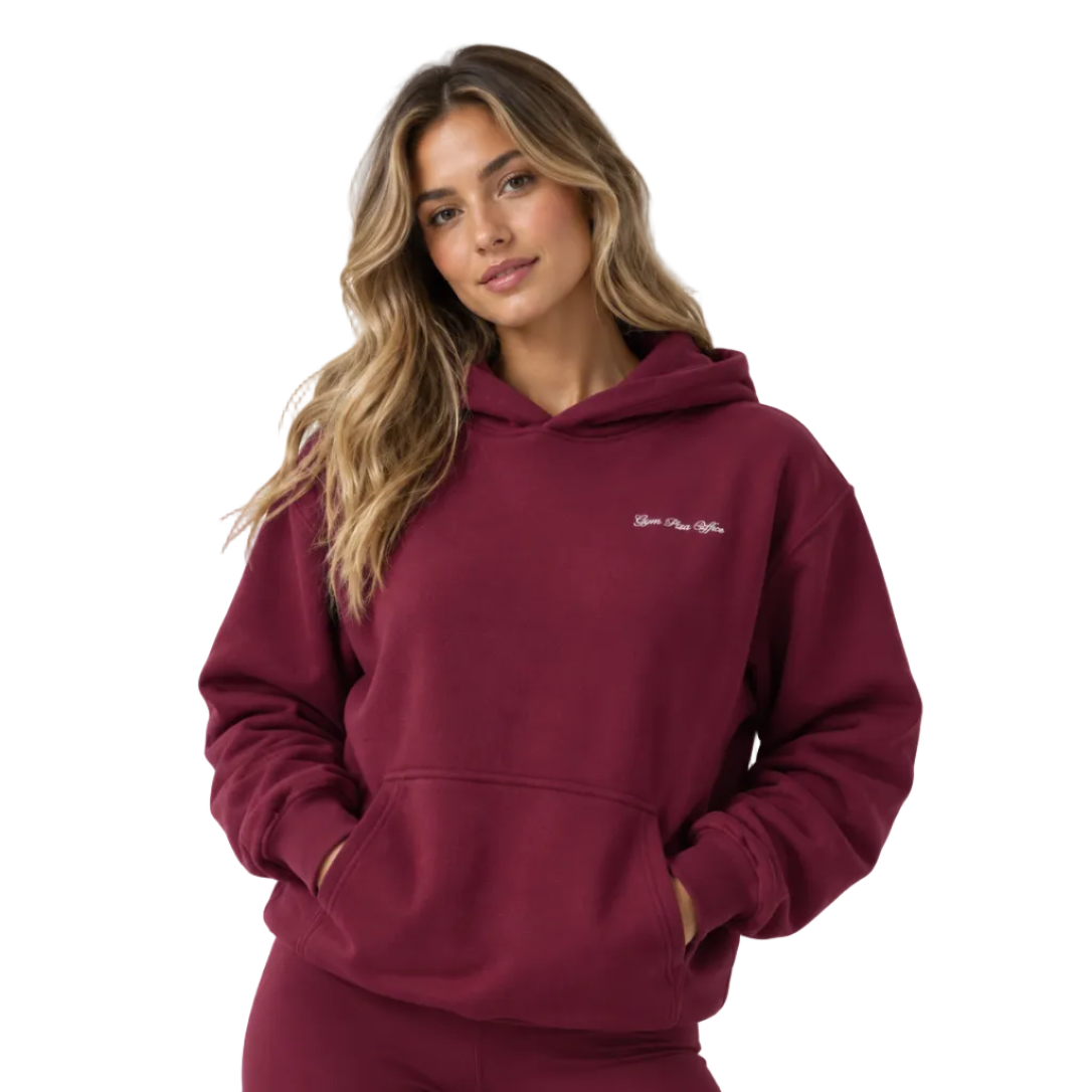 Gym+Coffee Womens Daily Relaxed Fit Hoodie Cherry Crush