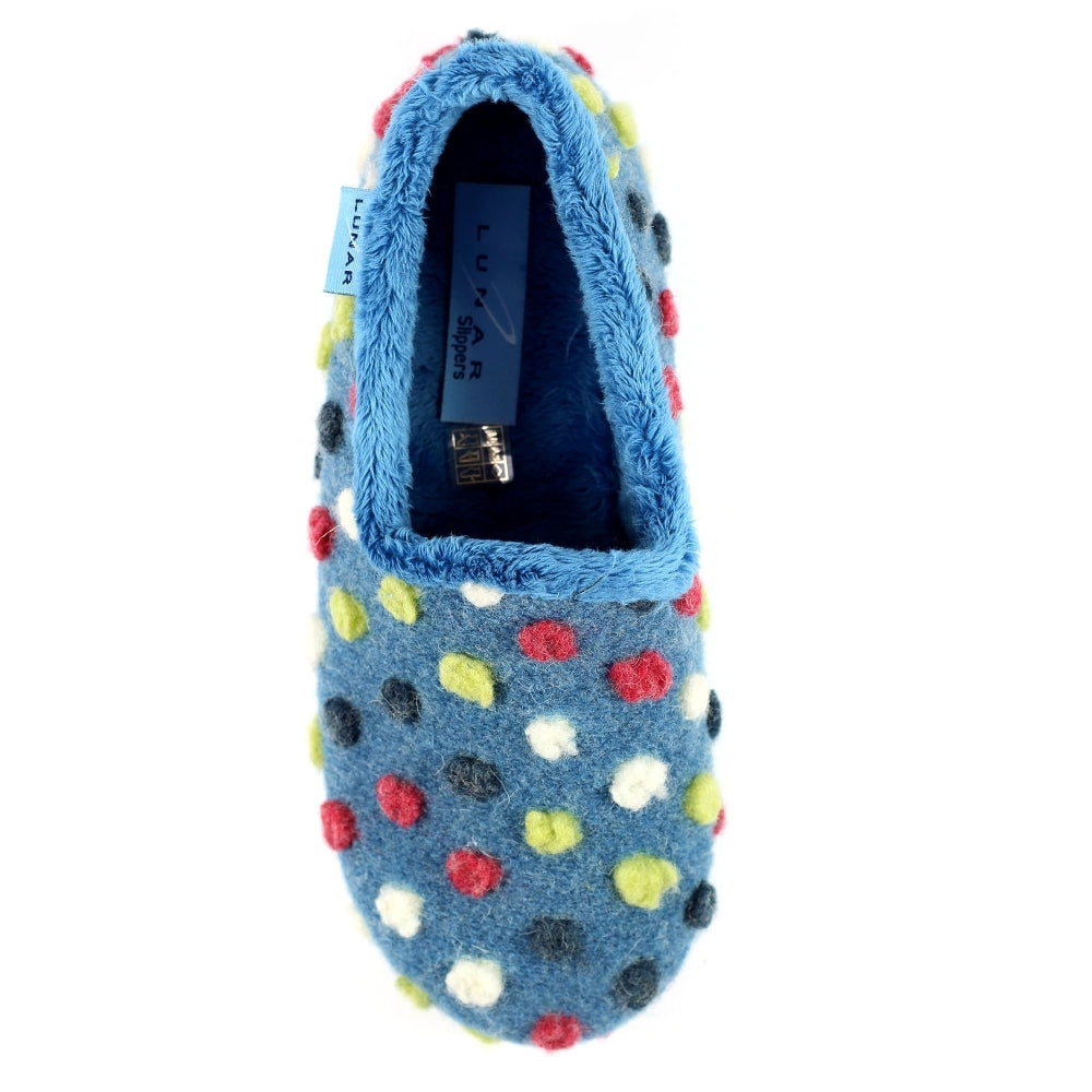 Lunar women's blue fleece slip-on slipper