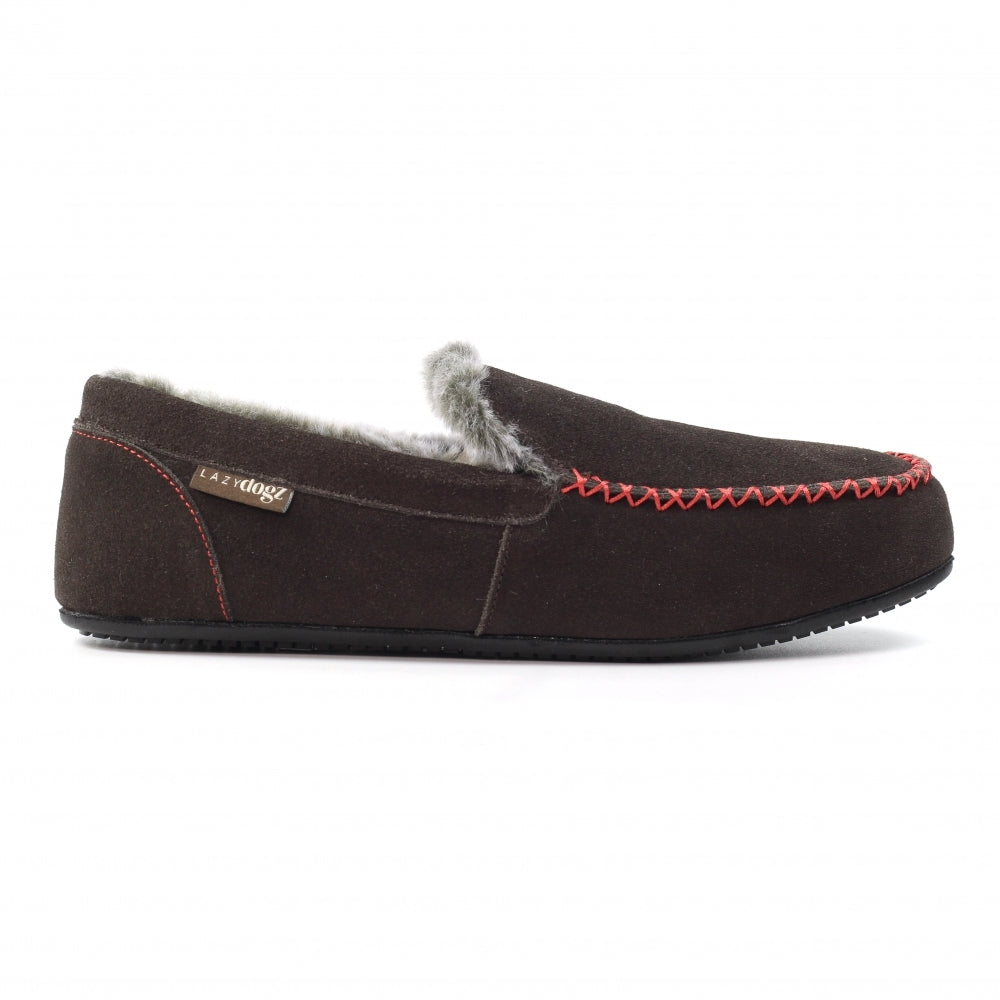 Lazy Dogz men's brown slip-on slipper