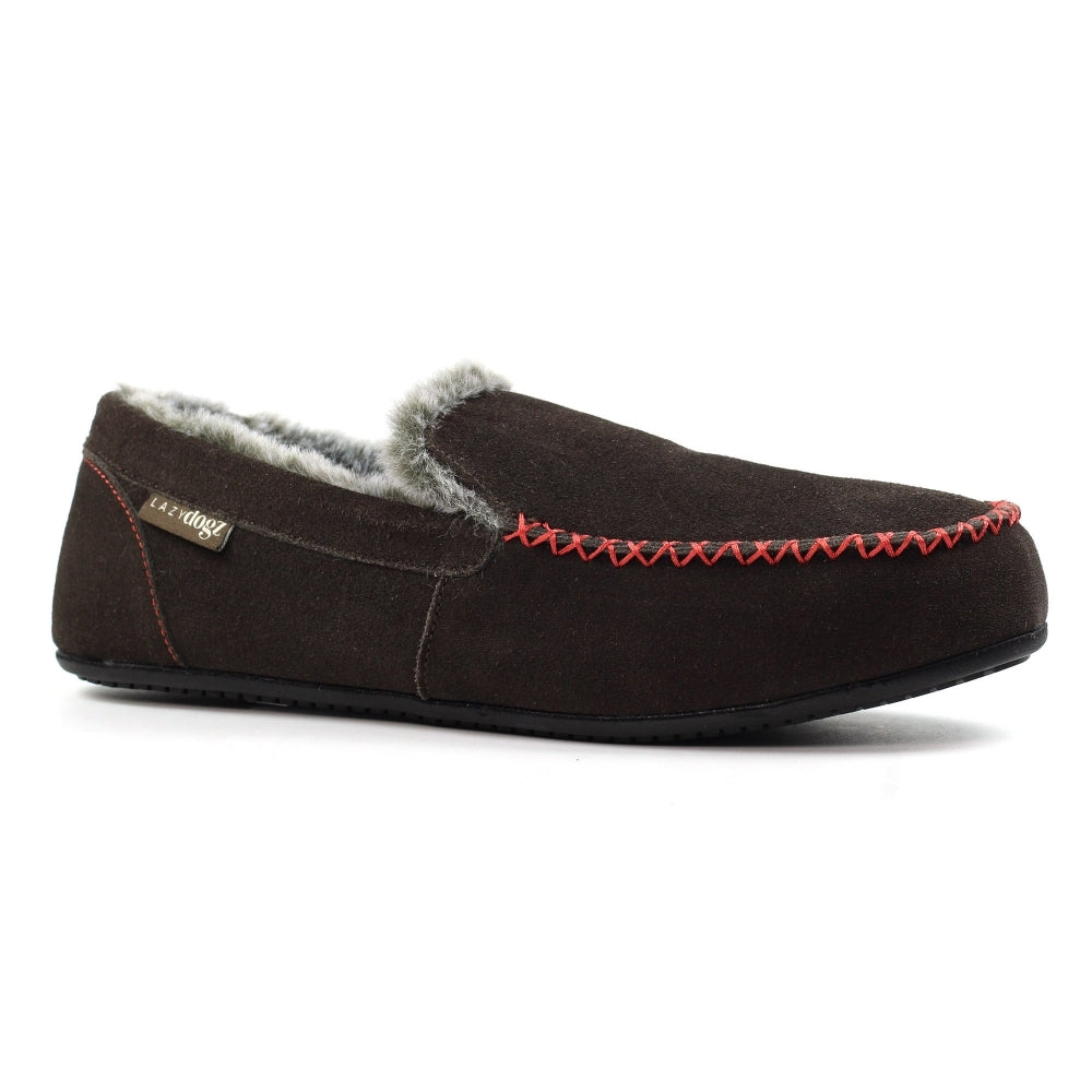 Lazy Dogz men's brown slip-on slipper