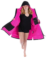 Dryrobe Kids Advance Long Sleeve Changing Robe Black/Pink