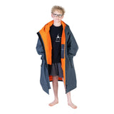 Dryrobe kids' grey and orange fleece jacket with zip