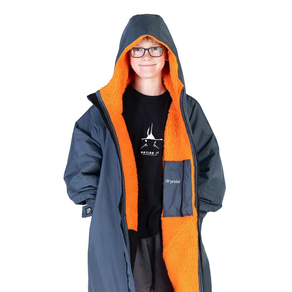 Dryrobe Advance Kids Long Sleeve V3 Dark Grey/Orange