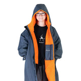 Dryrobe kids' grey and orange fleece jacket with zip