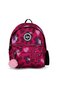 Hype Girls Pink Heart Leopard Backpack