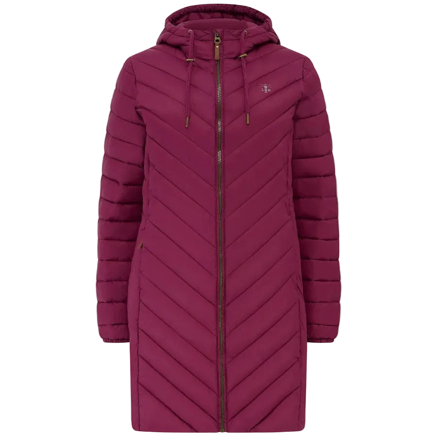 Lighthouse women's Laurel long padded coat in berry