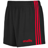 O'Neills Mourne kids' black and red Gaelic shorts