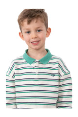 Lighthouse Boys Top Myles Sea Green & Navy Stripe