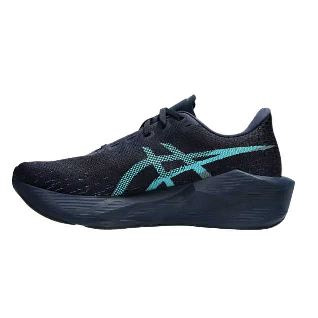 Asics men's navy and aqua Novablast 6 trainer