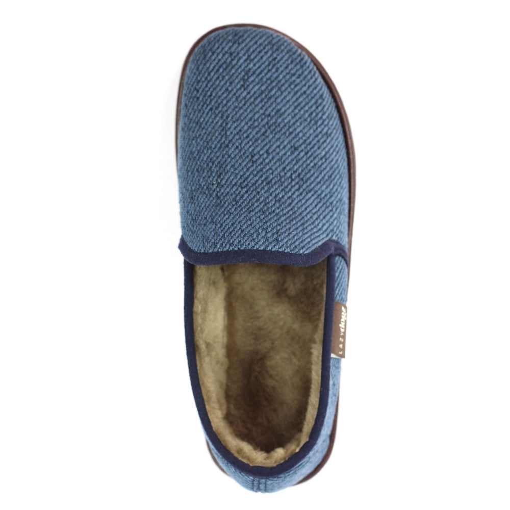 Lazy Dogz men's navy fleece slip-on slipper