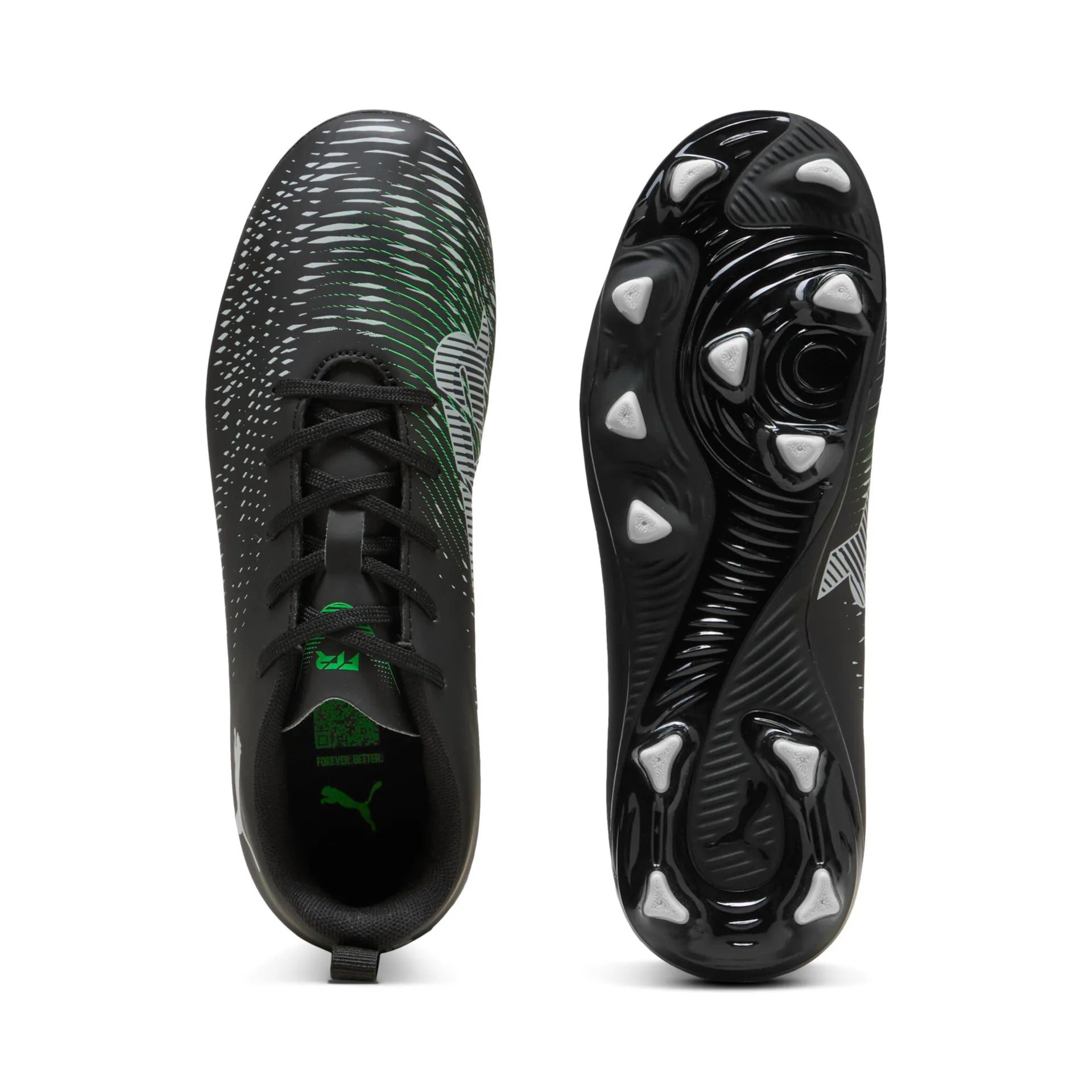 Puma Junior Football Boots Future 8 Play FG/AG Black/Cool Gray/Fluorescent Green