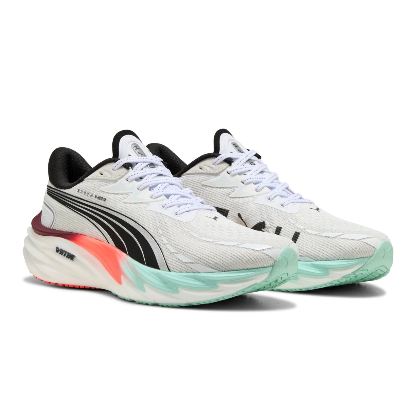 Puma Mens Trainer Velocity Nitro 4 Hyrox White-Mint Melt-Glowing Red