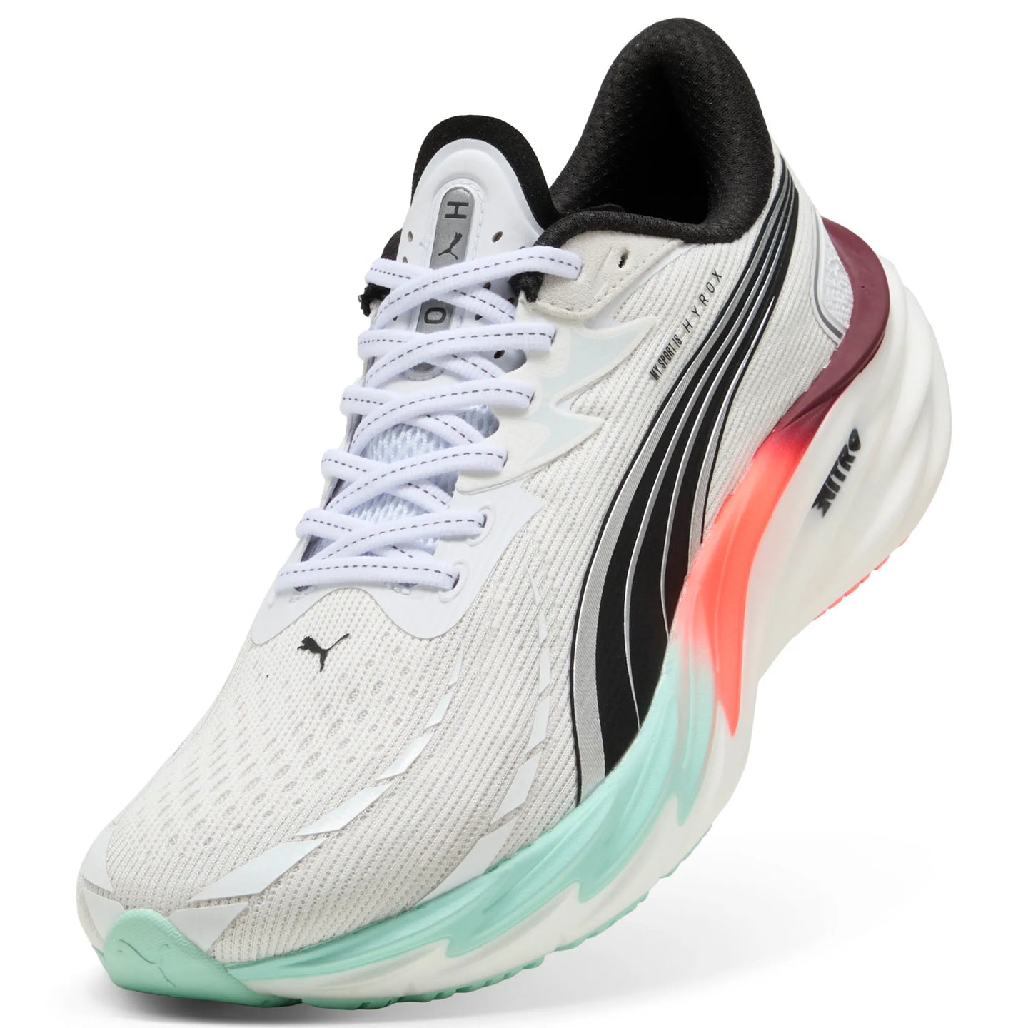 Puma Womens Trainer Velocity Nitro 4 Hyrox White-Mint Melt-Glowing Red