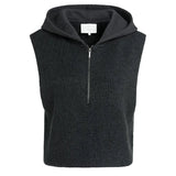 YAYA Womens Top Sleeveless Knitted Hole Black