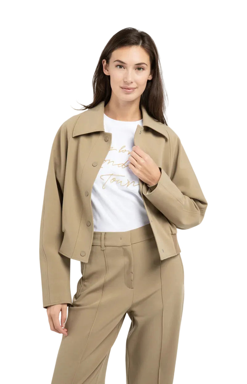 Yaya Womens Short Oversized Jacket Khaki Green