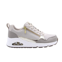 Skechers Womens Trainer Uno Metallic Sliders Taupe