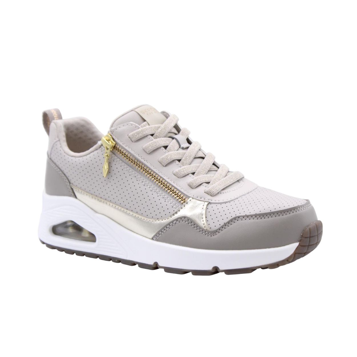 Skechers Womens Trainer Uno Metallic Sliders Taupe